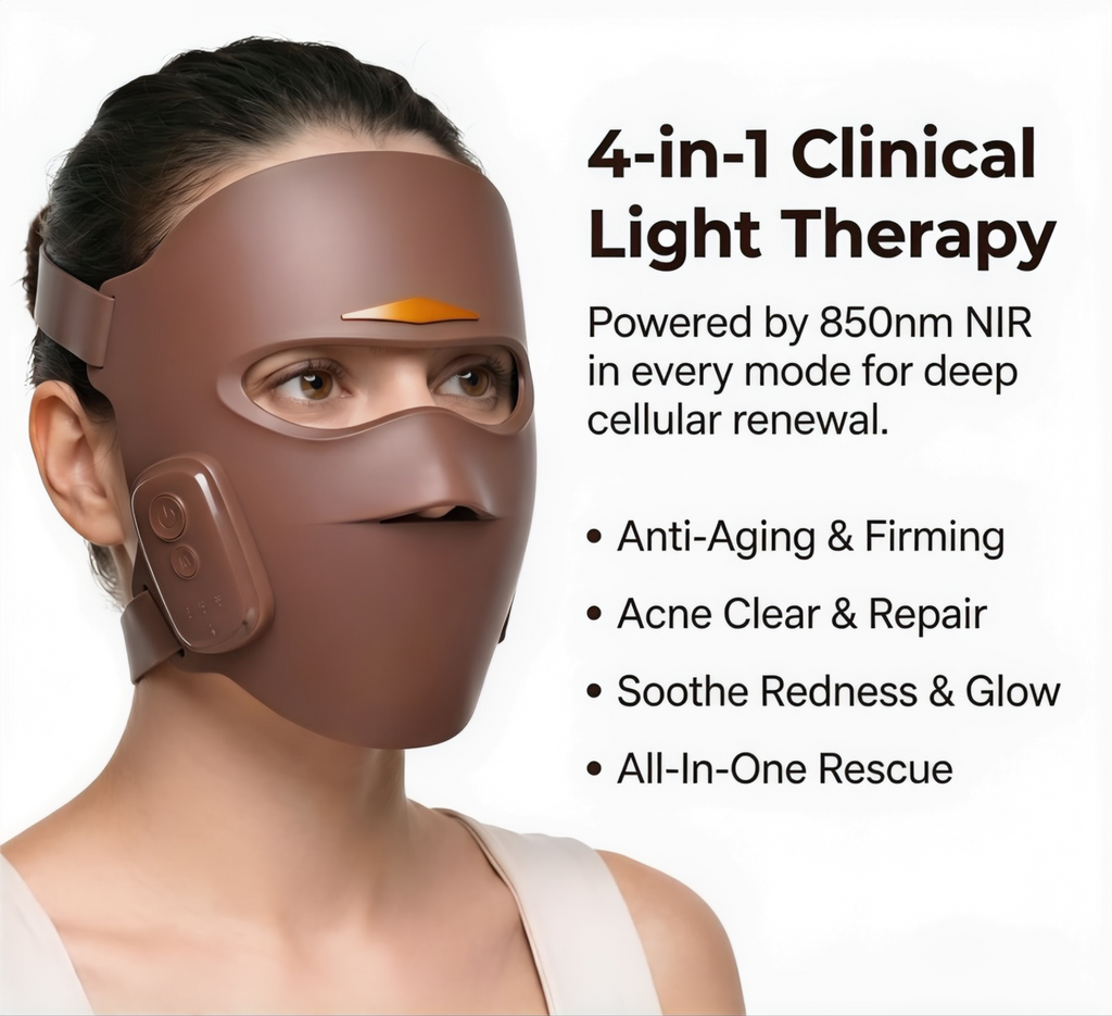 Mascarilla facial de terapia de luz LED inalámbrica 4D Selenek